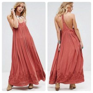 Free People Elaine Embroidered Maxi Dress Size M